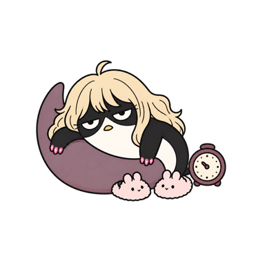 月のクッションで低温に休むムリぺん